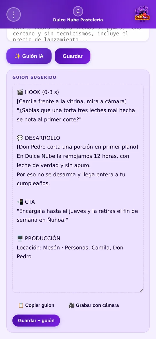 Guion generado con gancho, desarrollo y cierre