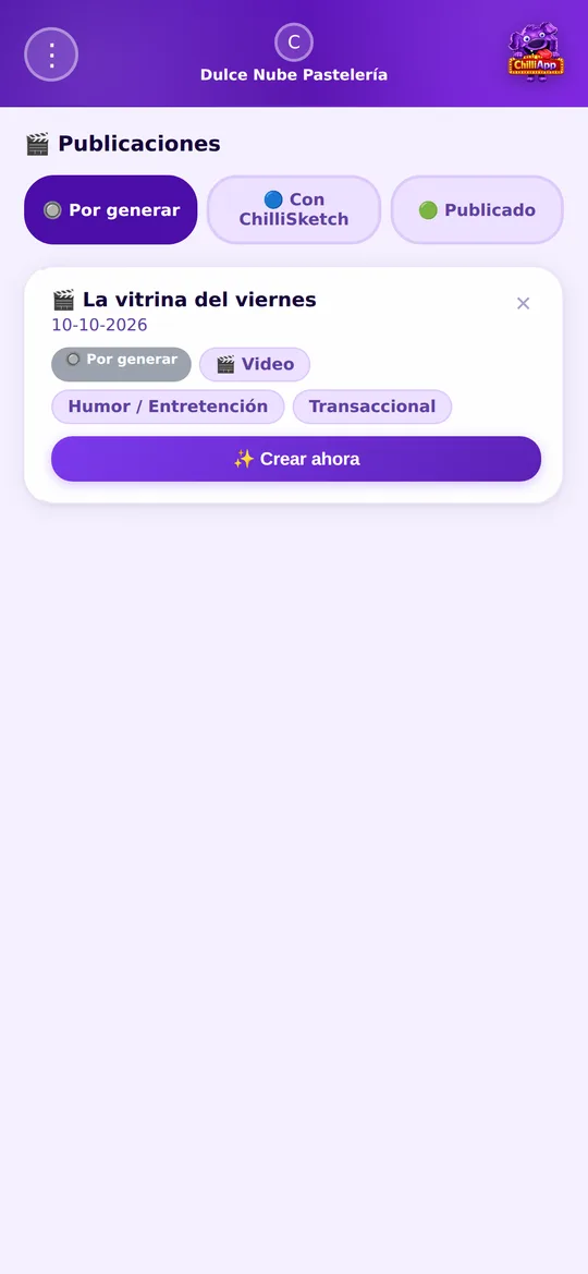 Lista de videos publicados con sus vistas